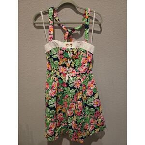 Lilly Pulitzer Women's Floral Halter Dress 4 Multicolor Short Garden Party Bloom